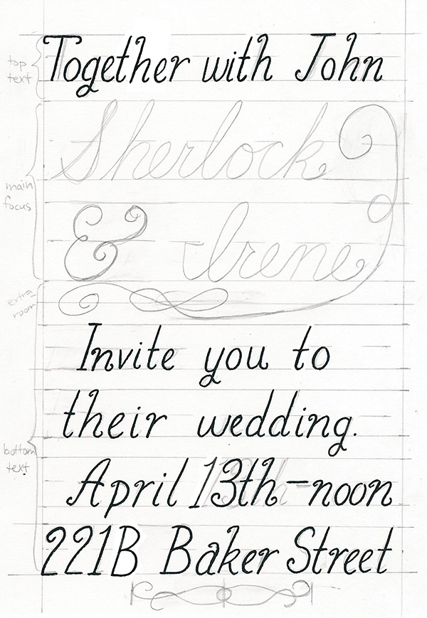 pencil in symmetrical flourish